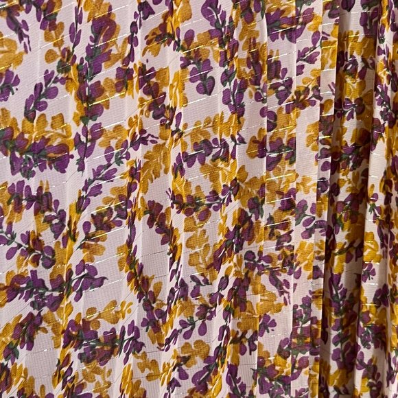 MELLODAY Women's Floral Pleat Dress Size S Sleeveless Yellow Purple - Picture 3 of 8